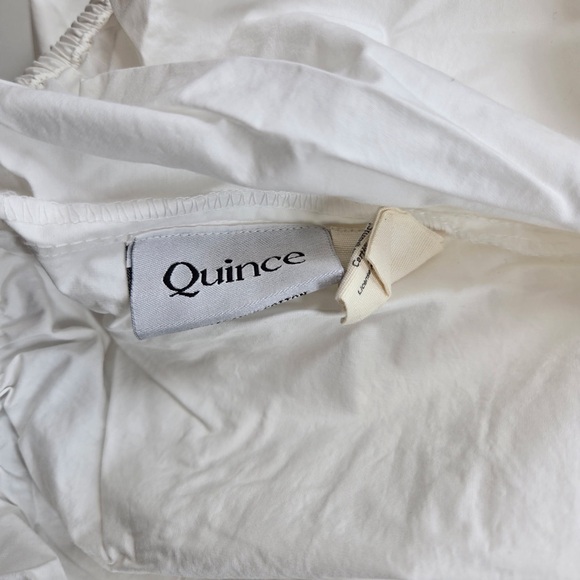 QUINCE Classic Organic Percale Fitted Sheet Set Queen White 3183 - Picture 7 of 13